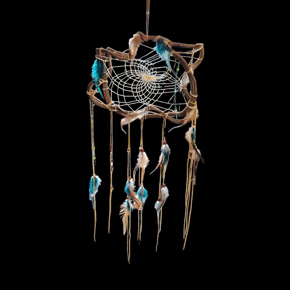 Mystical Driftwood Wanderer Dream Catcher Feathers Bead Boho Rustic Handmade 41"